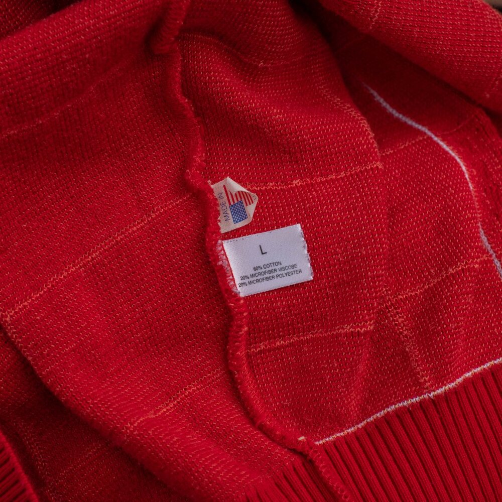 Vintage St. Croix Sweater Men L Red Check Plaid Pullover USA Made Luxury Knit - Picture 4 of 5